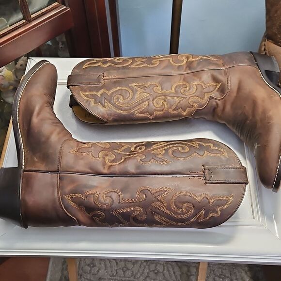 Justin Brown Buck Bay Apache Western Cowboy Boots Size 8.5EE